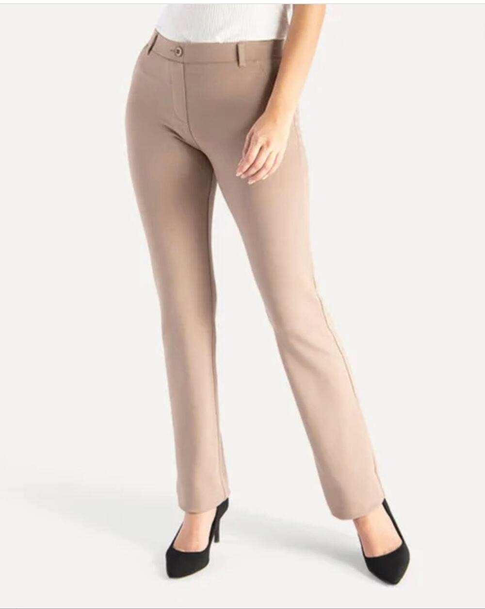 Betabrand Womens XS Petite Tan Straight Classic Dress Pant Stretch Yoga NEW